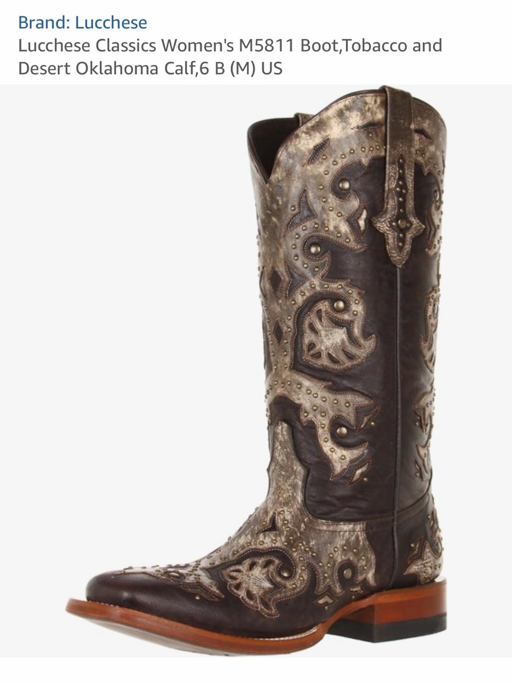 Lucchese Studded Scarlett Western Cowboy Boots Women’s 9B Leather Square Toe